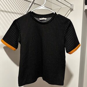 NWOT Zara  Black Tee with Orange Accents